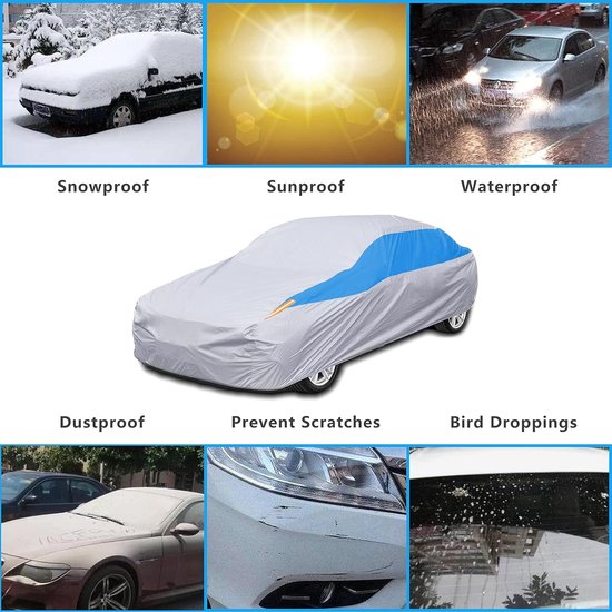 Car Cover Full Car Cover Outdoor Waterproof UV Protection Breathable Dustproof Rain Scratch Snow Outdoor (Silver, 510 x 195 x 175 cm)