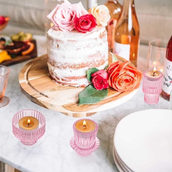 glazen kandelaars voor kerk, bruiloft, verjaardag, feest, diner, cadeau, kaarsenhouder 6 stuks voor theelicht/conische kaars, 2-in-1 theelichthouder