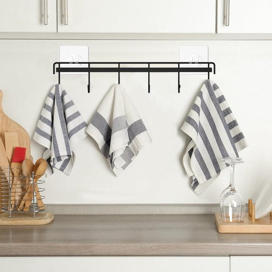 2 stuks zwart 6 haken keukenhouders keukenhouder zonder boren haaklijst keuken zelfklevende keukenhulp keukenhulp keukengerei keukengerei voor keukengerei