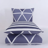 beddengoed 200x200 3-delig blauw - Oeko-TEX 80% katoen & 20% polyester, 1x dekbedovertrek met ritssluiting + 2x kussensloop 50x80 met envelopsluiting, streepmodel