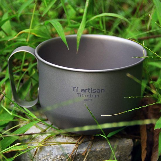 500ml Titanium Camping Mok, Draagbare Outdoor Mok Met Opbergtas voor buiten, kamperen, wandelen