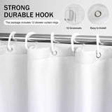 180x200cm badgordijn, douchegordijn anti-schimmel in de badkamer, gordijn voor badkuip-douche, waterdicht wasbaar, wasbaar douchegordijn van polyesterweefsel met 12 douchegordijnringen