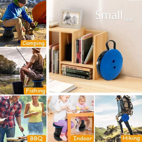 Draagbare telescopische kruk, 2e generatie intrekbare kruk voor kamperen, tuin, wandelen, reizen, barbecue, verstelbare plastic kruk, maximale belasting 220 kg