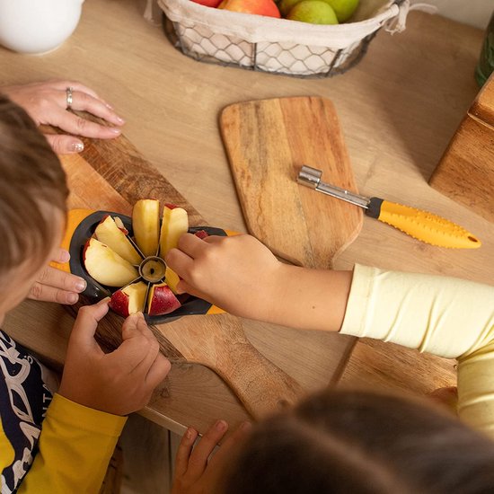 Pro Appelsnijder en appelontpitter set, appelverdeler en ontpitter, scheermessscherpe gemeten maat met ergonomisch, antislip handgrepen, duurzame constructie, vaatwasmachinebestendig