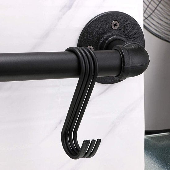 40cm Industrieel Pijp Pannenrek met 8 Haken - Wandmontage Keukengerei Kookgerei Hanger Organizer Keukengerei Deksels