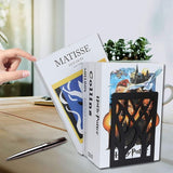 Set of 6 Metal Bookends, Heavy Bookends, Scratch-Resistant and Non-Slip Bookends, Black for Children, Office, Living Room and Study Room, School, Bookstore and Library (17 x 12 cm)