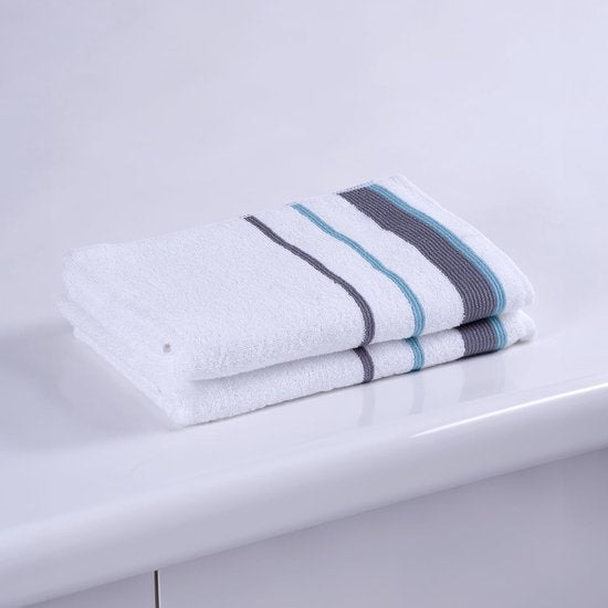 Serenity - Biologisch katoen 2 stuks decoratieve badhanddoek set - hoogwaardig, licht, zacht en absorberend, Oeko-Tex Made in Green & GOTS gecertificeerd - 2 badhanddoeken - Navy