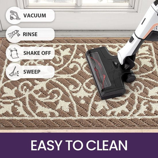 Indoor Doormat, 80 x 120 cm, Dirt Trapper Mat, Non-Slip, Washable Entrance Rug, Door Mat, Foot Mats Front Door for Entrance, Hallway, Garden, Indoor, Pet (Brown)
