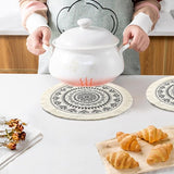 Placemats Set van 4 ronde geweven placemats onderzetters hittebestendige placemats antislip onderzetters voor keuken eetkamer bruiloft boerderij tafeldecoratie (zwart)