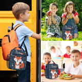 Fuchs geïsoleerde lunchtas voor kinderen, met flessenhouder, blauwe koeltas, klein, draagbaar, voor jongens en meisjes