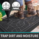 Deurmat voor buiten, antislip, 45 x 75 cm, vuilvangmat, outdoor, wasbaar, weerbestendig, voetmat voor buiten/binnen, voor huisdeur, balkon of terrasdeur, grijs