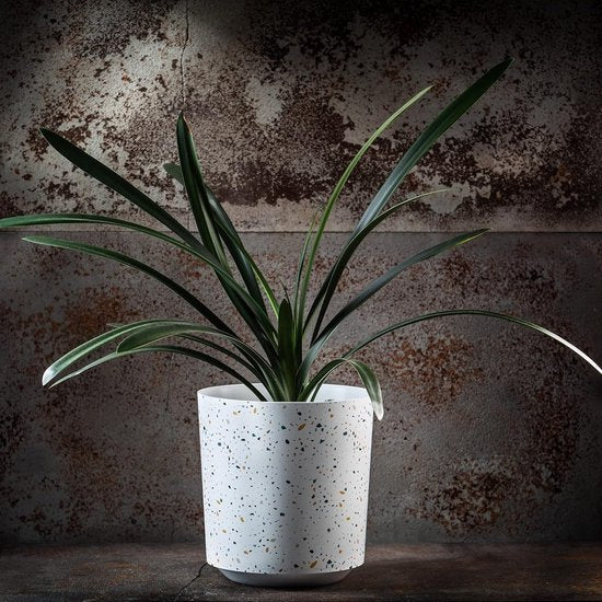 Bloempot, plantenpot van kunststof - decoratieve pot voor planten, UV-bestendige bloempot - diameter 19,5 cm - Terrazzo