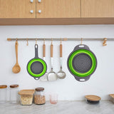 Set van 2 opvouwbare siliconen filtermanden met handvat, opvouwbare vergietzeef, siliconen opvouwbare vergiet pastazeefset, keukenzeef waskom voor pasta, fruit, groenten (groen)