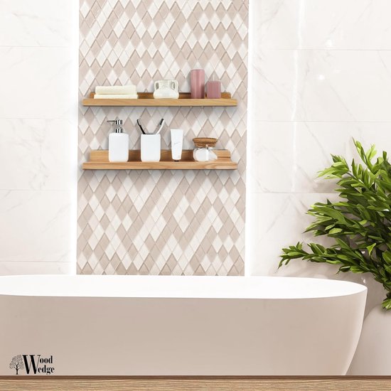 Set van 2 zwevende wandplanken, rustieke houten rekken met lip, kinderboekenplanken, foto- en fotorek voor slaapkamer, woonkamer, badkamer, keuken, kantoor (natuurlijk, 60 cm)