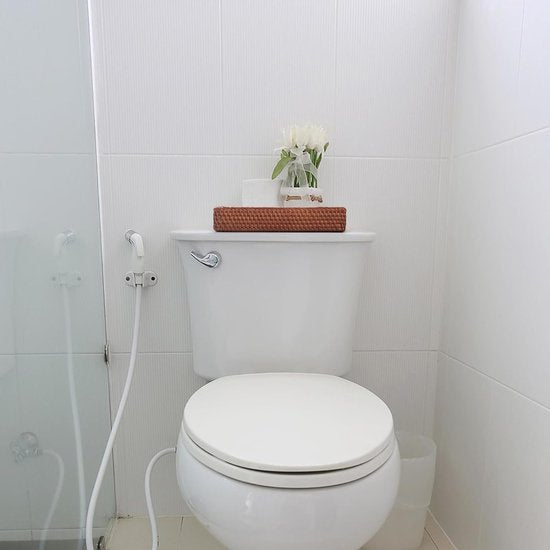 Badkamerijdelheid Trays Toiletcontainer Mandopslag Lange smalle handdoekopslagmand voor opslag, Decoratief (Honingbruin 26 x 12,5 x 4,5 cm)