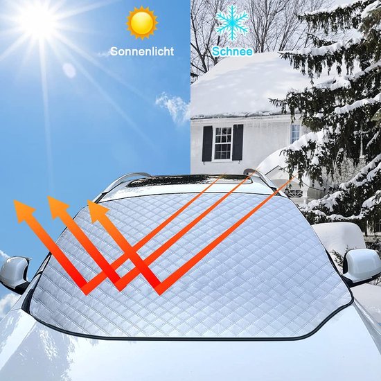 Yomisee Voorruitafdekking voor de winter, autoruitafdekking voorruitafdekking magneet, bevestiging, opvouwbaar, tegen sneeuw, vorst, ijs, zon, stof