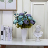 Kunstmatige pioenrozen - bloemhoofden, realistische zijden pioenrozen - vintage bloemen/bloemstuk voor thuis, bruiloft, kantoor, party, decoratie, 2 stuks (blauw)