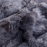 Pluche beddengoedset, 200 x 200 cm, grijs, antraciet, warm, winter, langhaar, wollig, flanel, omkeerbaar beddengoed, kasjmier, touch, fleece dekbedovertrek met ritssluiting en 2 kussenslopen