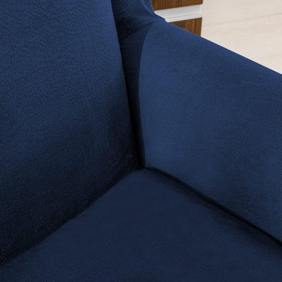 Fluwelen optische stoelhoes, fauteuilhoes, fauteuilhoes, elastische stretchhoes voor vleugelstoel, donkerblauw