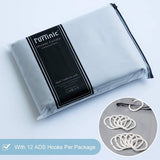 180x180 douchegordijn, schimmelwerend in badkamergordijn voor badkuip, douche, textielgordijnen van stof, waterdicht, wasbaar, met 12 douchegordijnringen, grijs.