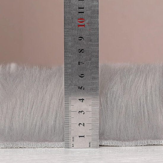 Imitatie lamsvacht schapenvacht tapijt, art bont in superzachte lamsvacht imitatie, wollen tapijt, langharige vachtlook, wil bedkleed, bankmat (60 x 90 cm, grijs)