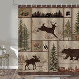 Shower Curtain Rustic Wild Animals Forest Bear Shower Curtains 180 x 180 cm Anti-Mould Waterproof Polyester Fabric Washable Bathroom Curtain for Bathroom with 12 Hooks