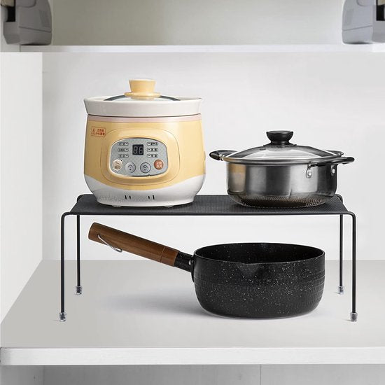 Organisatorplank voor keukenkast, 2 stuks opbergplank voor keukenkast, organisatorplank voor keukenkast met antislip rubberen voetjes