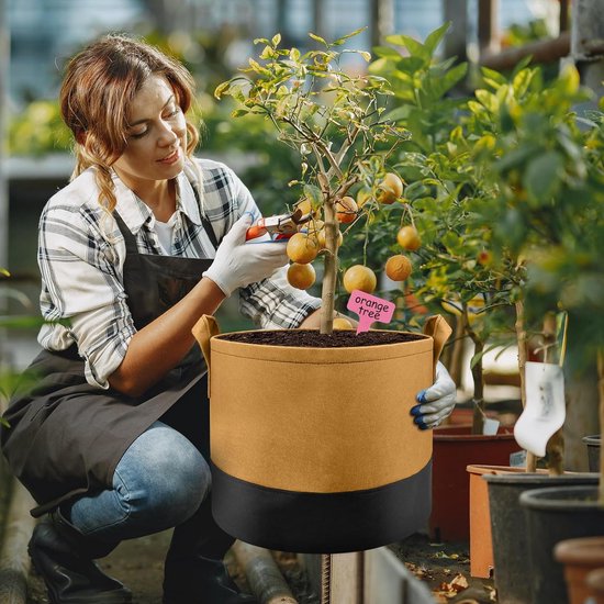 Plantenzak van vliesstof, 5-delige set, 40 liter plantenzakken, 10 gallons, ademende plantenzakken voor binnen en buiten, balkon, tuin