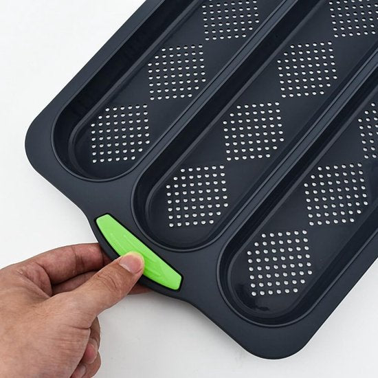 Stokbrood bakvorm, 3 sleuven siliconen stokbrood bakplaat, stokbrood siliconen mal, broodbakvorm, antiaanbakbroodje bakvorm, hotdogbroodje bakvorm