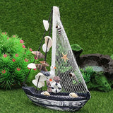 Houten zeilboot model boot decoratie decoraties nautische maritieme anker schelp nautische perfect voor strand zee vakantiedecoratie hout zeilboten model met visnet