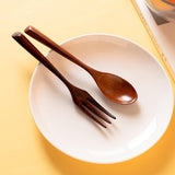 Pak van 6 houten bestekvorkenlepels, kleine vorkenlepels hout, houten keukengerei in Janpanese stijl, cakelepel en vorkset, dessertvorken en lepels, voor keuken thuis restaurant buiten