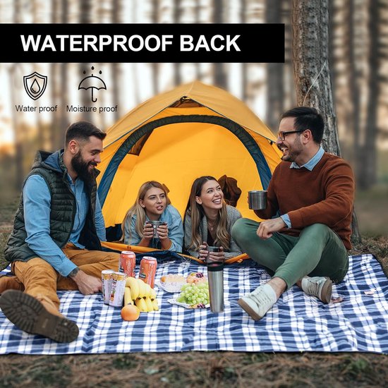 Picknickdeken, 200 x 300 cm, waterdicht, zandvrij, geïsoleerd, opvouwbaar, strandmat, picknickdeken, XXL, baddeken voor camping, park, strand, picknick