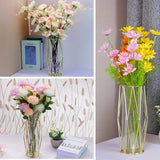 Gouden vazen, decoratie voor pampasgras, vaas met metalen frame, 22 cm, geometrische decoratieve vaas, grote cilindervazen, voor woonkamer, bruiloft, tafel, badkamer, eettafel