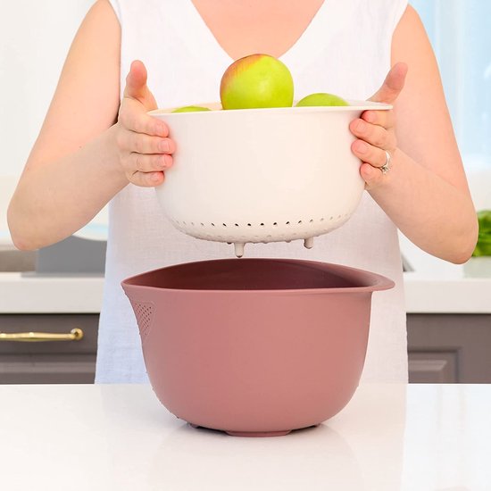 Set rijstzeef en keukenzeef - zeef rijst, quinoa en kleine granen - week groenten en fruit, was en druppel paars 26 x 22 x 14 cm