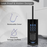 toiletborstels & houder zwart, metalen toiletborstel inclusief 2 opzetborstels, vrijstaande vierkante siliconen toiletborstel voor de badkamer