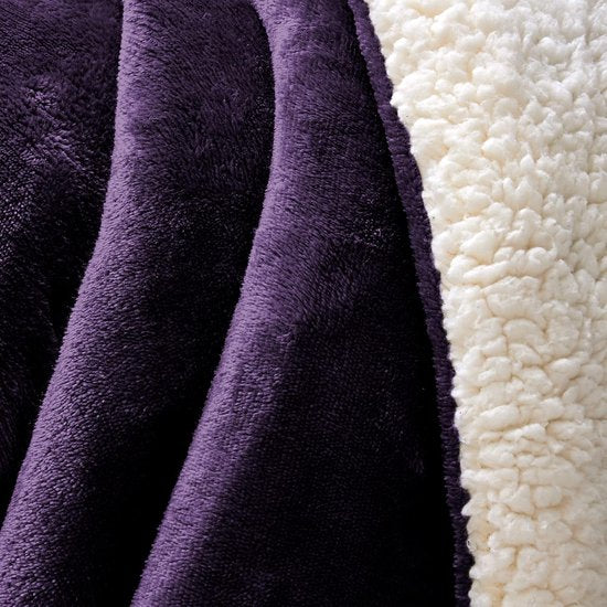 Sherpa knuffeldeken, pluizige hoogwaardige deken, superzachte fleecedeken als woonkamerdeken, sprei, warme banksprei, paars, 152 x 203 cm