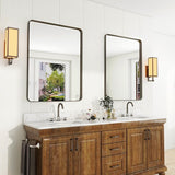 wandspiegel, 75 x 50 cm luxe high-end ronde hoek badkamerspiegel, wandspiegel, horizontaal of verticaal opgehangen, zwart wandspiegel, 75 x 50 cm luxe high-end ronde hoek badkamerspiegel, wandspiegel, horizontaal of verticaal opgehangen, zwart