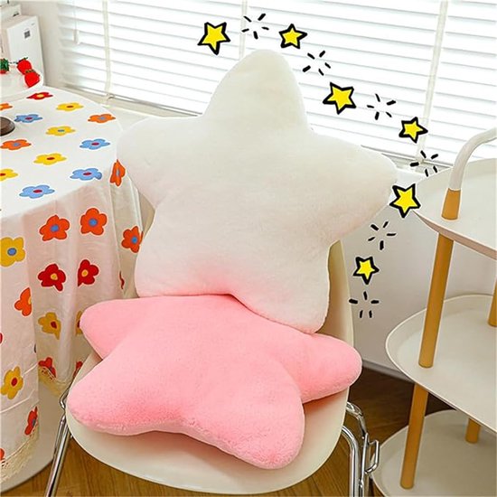 Knuffelkussen kindersterkussen, zacht pluizig stervormig decoratief kussen bankkussen, pluche kussen, decoratief kussen voor kinderkamer, slaapkamerdecoratie (geel, 30 cm)