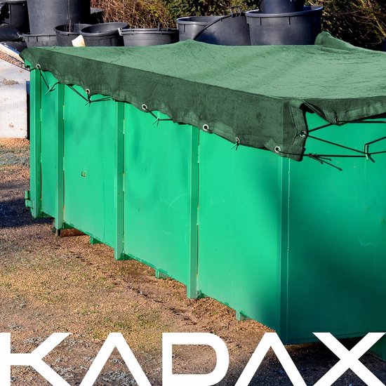 KADAX - Waterdicht geweven zeil, afdekzeil, 15 m² - versterkt beschermzeil, dekzeil voor poll, tuinmeubelen, groen bootzeil, met ingestanste ringen - 3 x 5 m