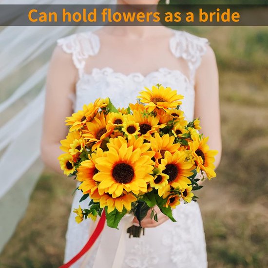 4 bundels kunstbloemen decoratie balkon kunstbloemen 52 zonnebloemen zijden bloemen als echte nep zonnebloemen planten herfstbloemen bloemendecoratie voor esthetische decoratie bruiloft tuin