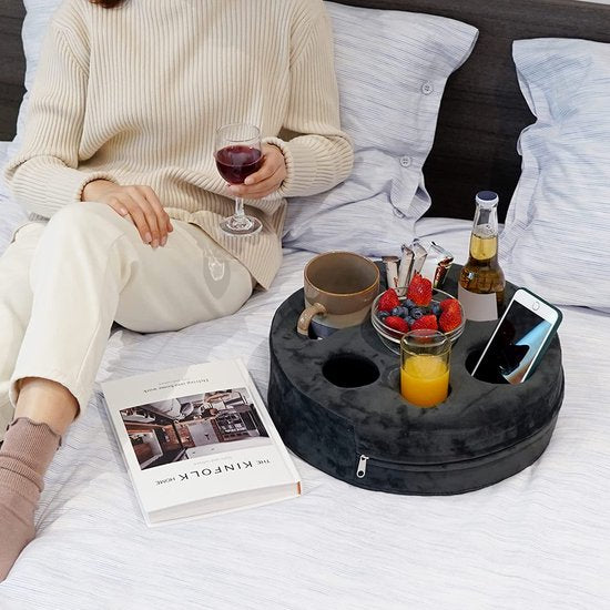 Bankbekerhouder, uitneembare en wasbare fluwelen cup-cosy-kussen met koffiekophouder voor thuis, auto, badkamer, park, reizen, binnen en buiten, grijs