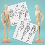 Kurtzy 30,5cm Houten Mensen Lichaam Tekenen Mannequin met Standaard - Flexibele Gewrichten Artiest Model Hout – Gearticuleerd Unisex Kunst Figuur Voor Schetsen & Schilderen – Perfecte Huis Decoratie