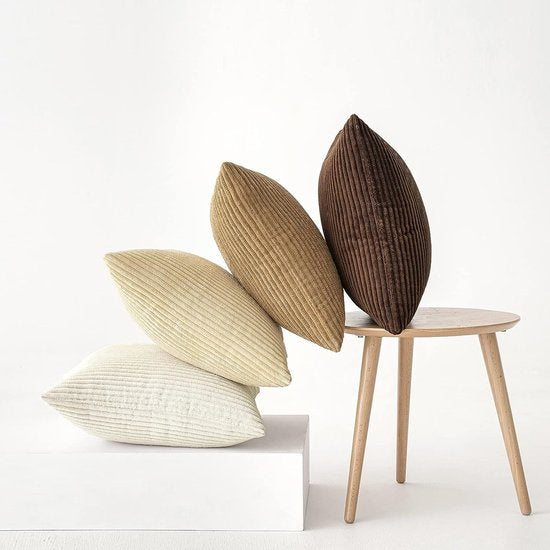 Corduroy kussenhoes, zachte kussenhoes, decoratief bankkussen, vierkant decoratief kussen, moderne decoratieve kussenhoes, gestreepte kussenhoezen voor woonkamer, slaapkamer, 4 stuks, 40 x