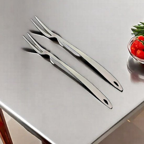 vleesvorken en grillvorken, roestvrijstalen grillvork braadvork worstvorken serveervork voor keuken braadgrill 33,5 cm (pak van 2)