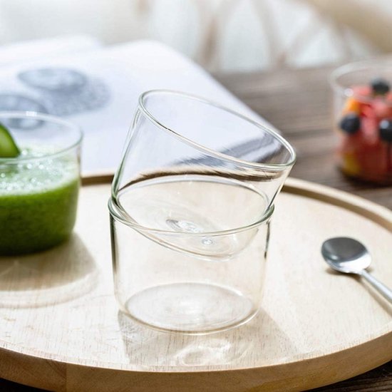 Glazen puddingschaal set van 4, dessertschaal met dekselset