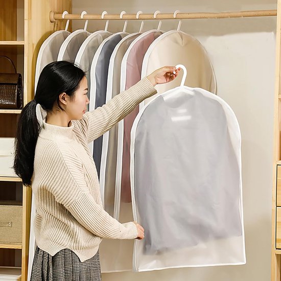 12 stuks kledingzakken, 60 x 100 cm, afdekking met ritssluiting aan de zijkant, stofdicht en waterdicht, voor overhemden, pakken, mantels