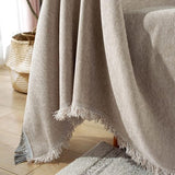 Bankspreideken voor 2/3/4 zitplaatsen, bankspreideken, banksprei, katoen, wasbaar, antislip, vuilafstotend, kussen, bankdeken, naadloos met kwastjes (180 x 260 cm, kaki)