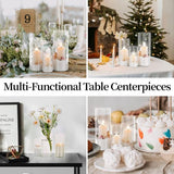 Decoratieve vaas, glazen cilinder, tafeldecoratie, 3 stuks/set, bloemenvaas, moderne glazen vaas, rond, glazen cilinder, bloemenvaas, tulpenvaas