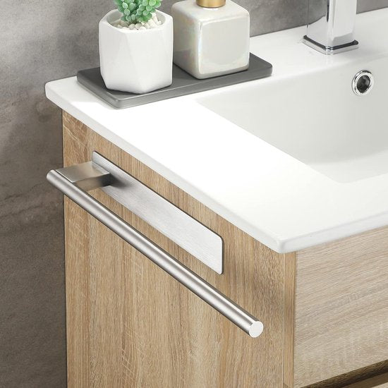 Handdoekhouder Zonder boren Badhanddoekhouder Zelfklevende handdoekhouder Roestvrijstalen handdoekhouder Elegante handdoekhouder Enkele arm Rond geborsteld zilver