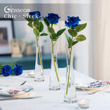 Bloemenvaas, modern, glazen vazen, smal: 3-delige 20 cm hoog, blomus vaas, glas, set, handgemaakte smalle vazen, tafeldecoratie, woonkamer, eettafel, tulpenvaas, decoratieve vaas voor